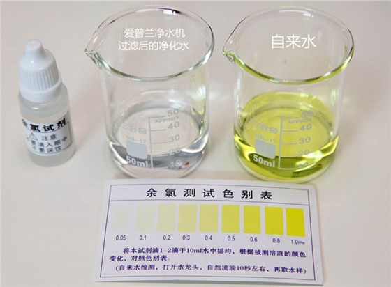 愛普蘭i9反滲透礦化凈水機(jī)余氯測(cè)試